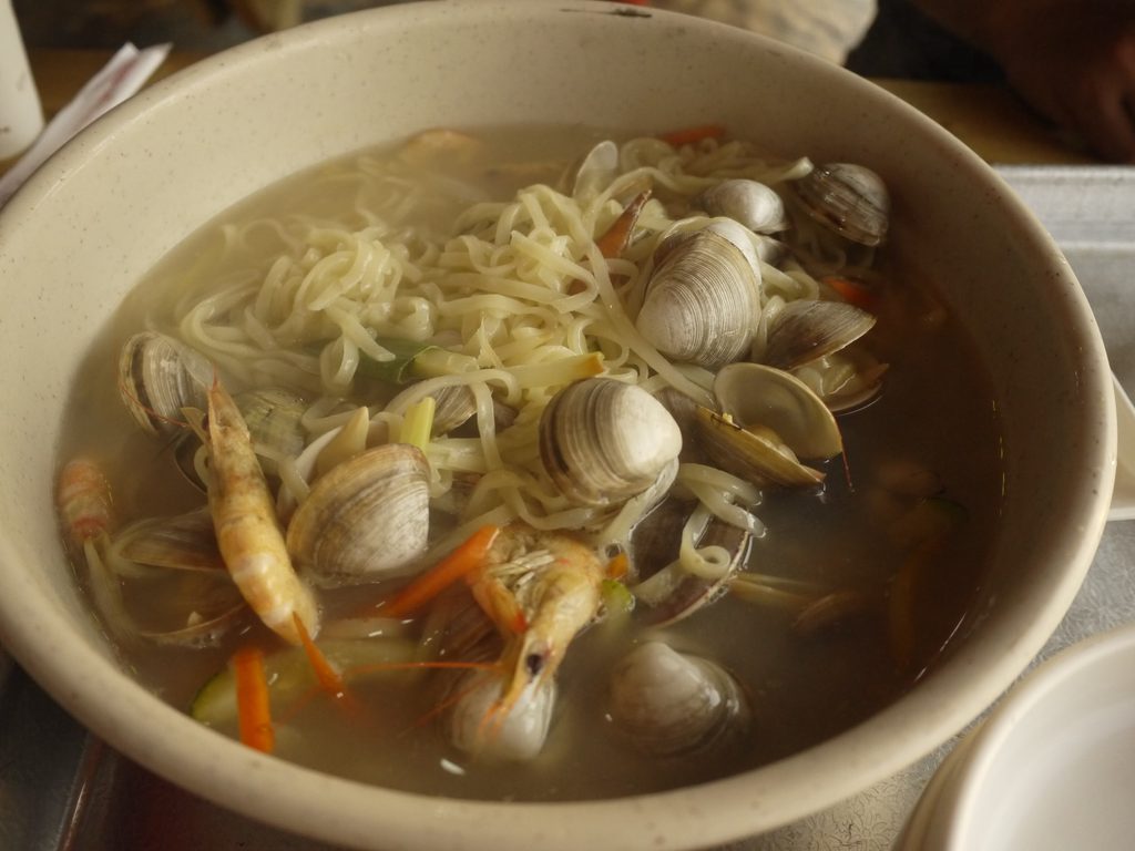 Korean knife-cut noodle soup kalguksu in Seoul
