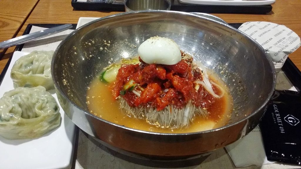 Korean cold noodles naengmyeon served in Seoul