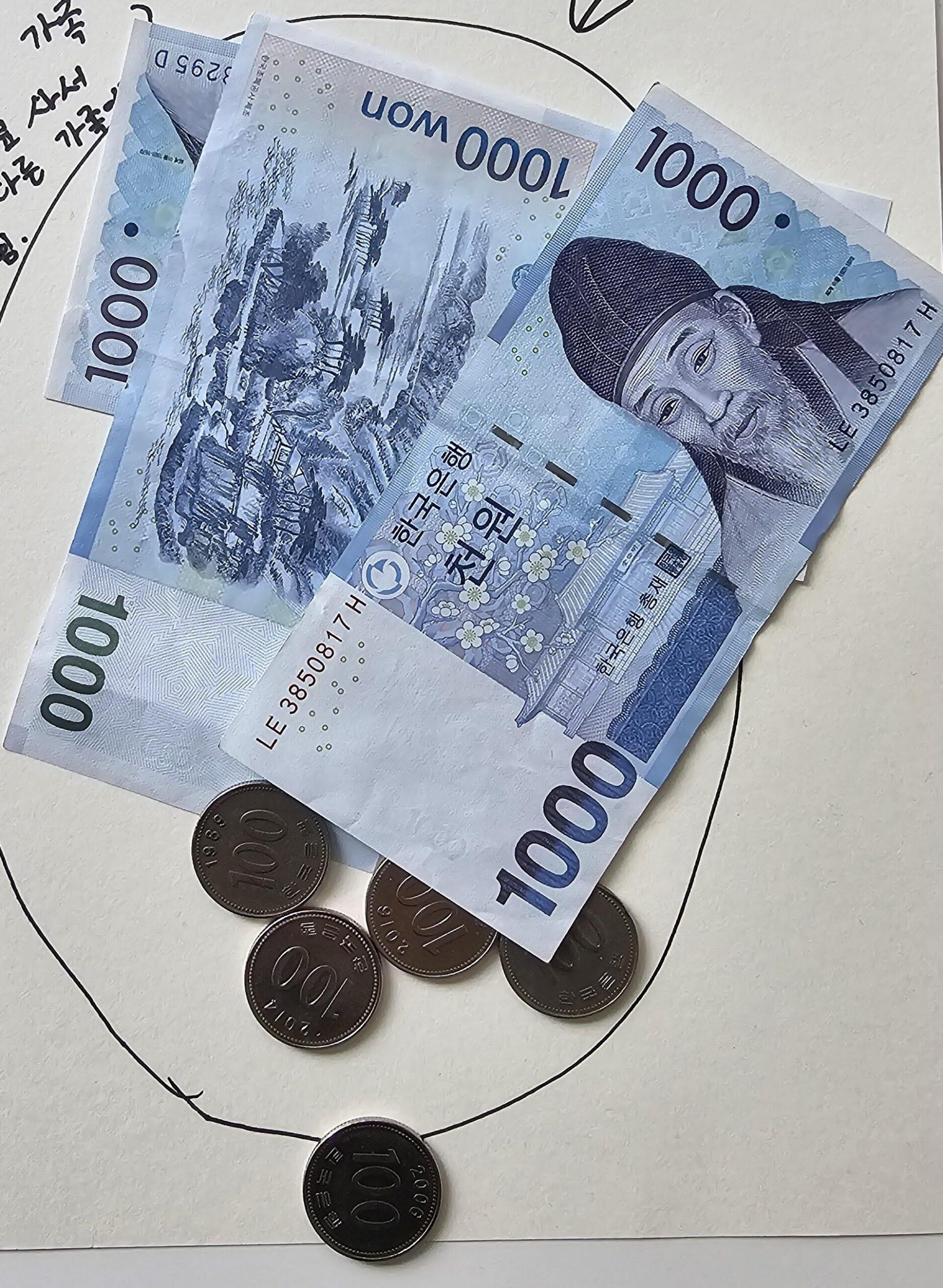 Korean won cash for traveling in South Korea