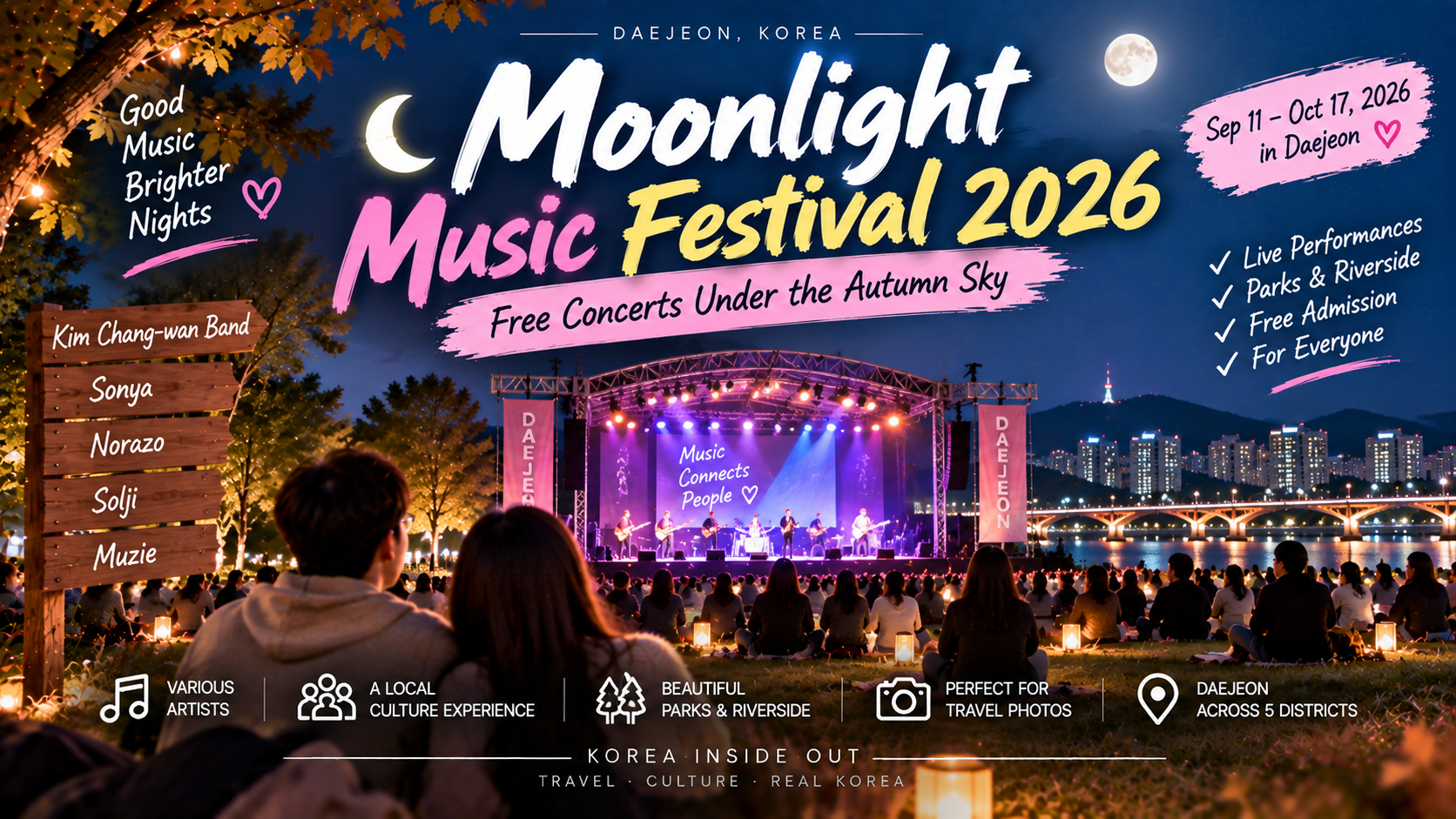 Moonlight Music Festival 2026 in Daejeon: Free Autumn Concerts Under the Stars